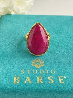 Studio Barse Fuchsia Magnesite Teardrop Statement Ring  Size 7